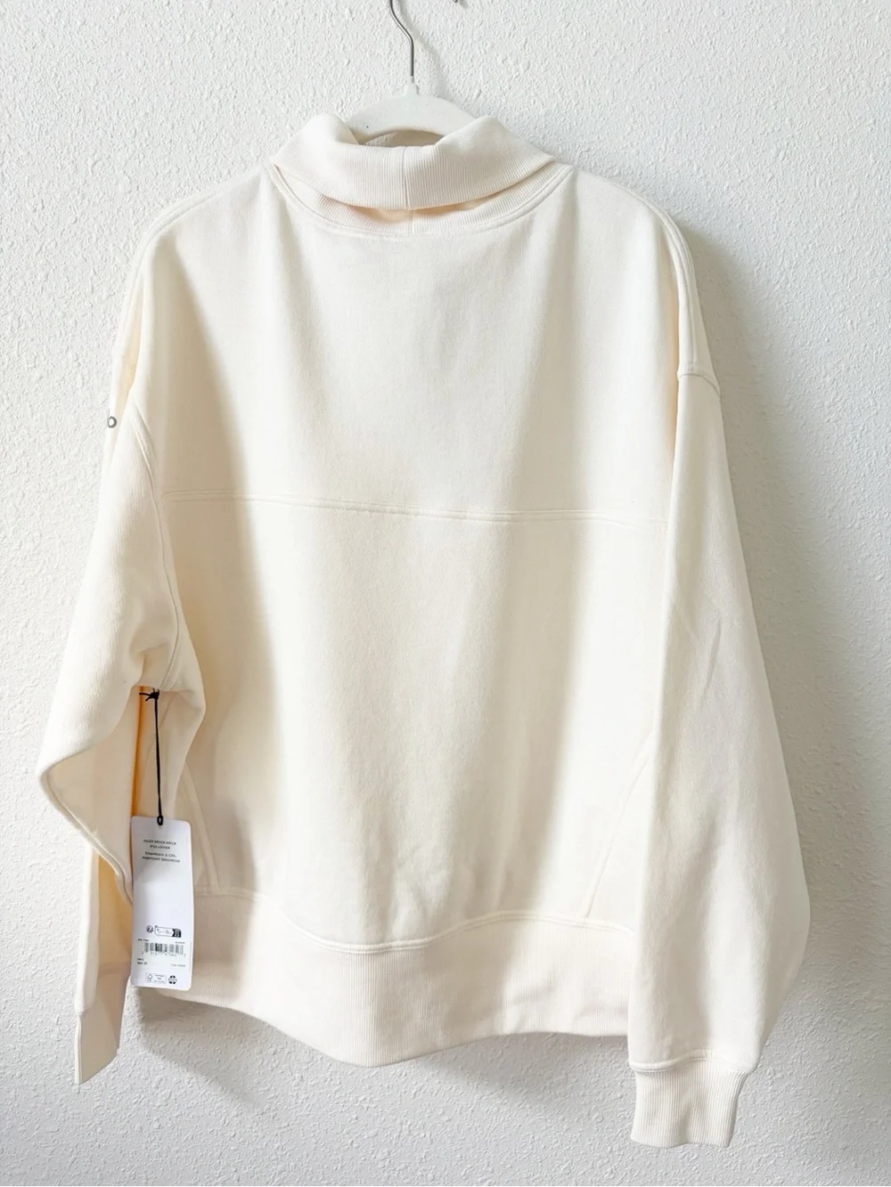 Alo Yoga Hazy Mock Neck Ivory Size XS Oversized Neutral Athleisure Comfy